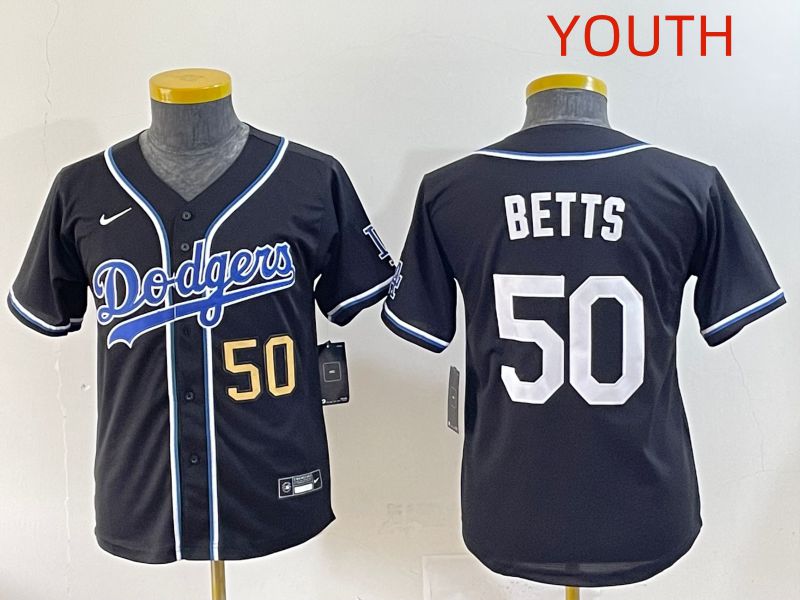 Youth 2025 Los Angeles Dodgers 50 Betts Black Three generations Fashion Nike MLB Jersey style 4